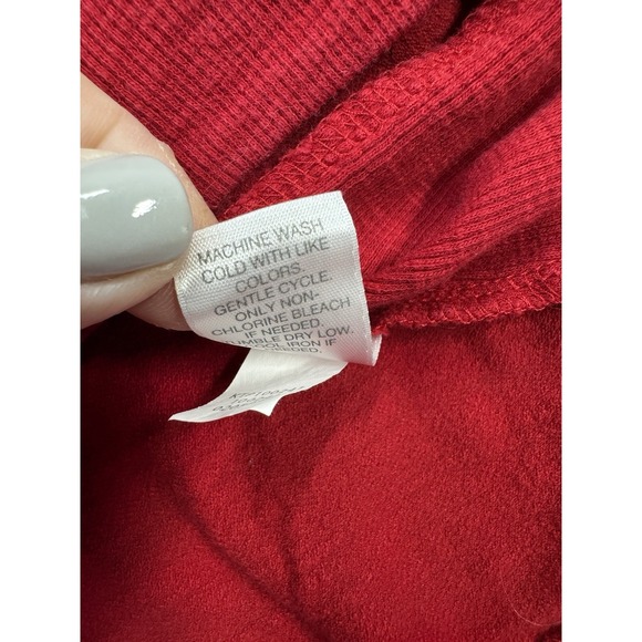 J Jill Red Knit Popover Top Tunic Cotton Stretch V-Neck Pockets Round Hem XL - Picture 10 of 11